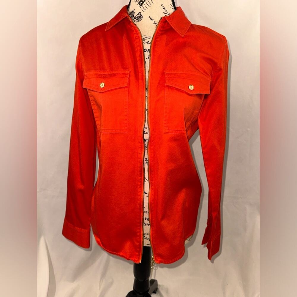 NWOT: Michael Kors Fun Orange Zip-up Shirt